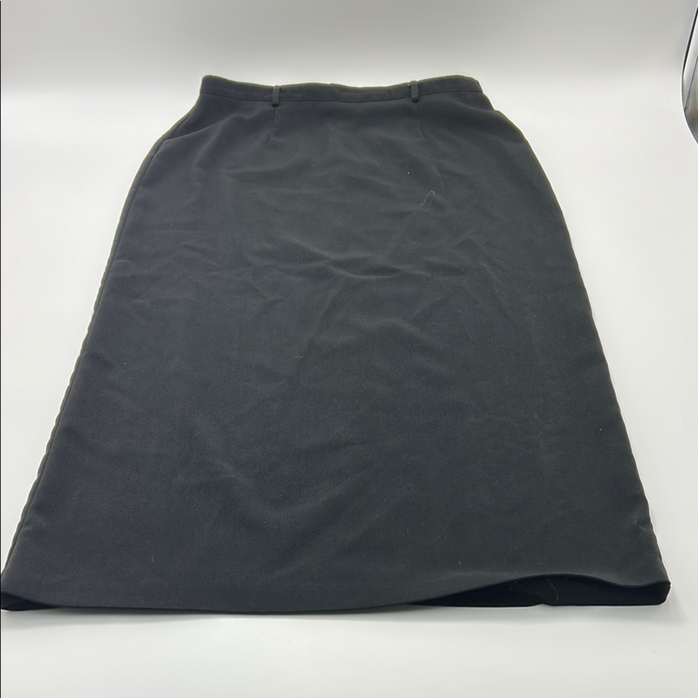 Sag Harbor  A-Line Midi Skirt Women's 12 Black Zip Up Button Back Slit